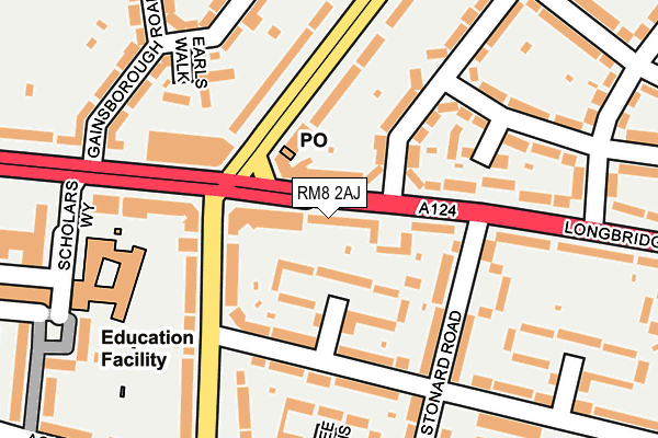 RM8 2AJ map - OS OpenMap – Local (Ordnance Survey)