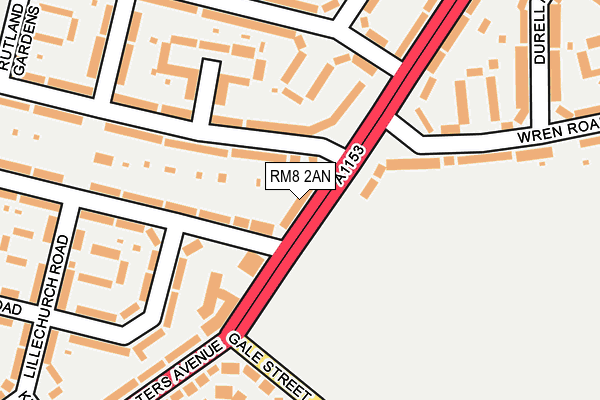 RM8 2AN map - OS OpenMap – Local (Ordnance Survey)