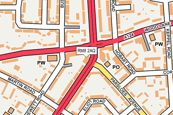 RM8 2AQ map - OS OpenMap – Local (Ordnance Survey)