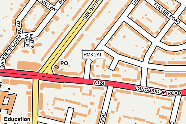 RM8 2AT map - OS OpenMap – Local (Ordnance Survey)