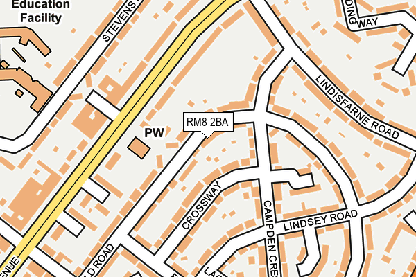 RM8 2BA map - OS OpenMap – Local (Ordnance Survey)