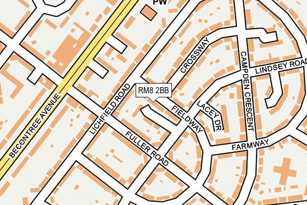 RM8 2BB map - OS OpenMap – Local (Ordnance Survey)