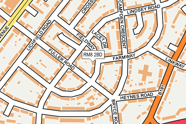 RM8 2BD map - OS OpenMap – Local (Ordnance Survey)