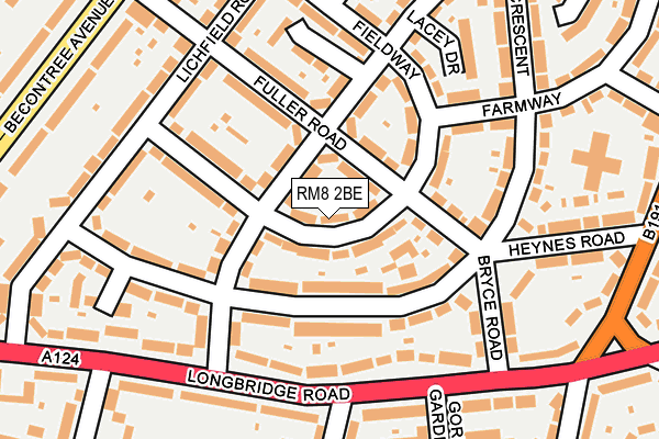 RM8 2BE map - OS OpenMap – Local (Ordnance Survey)