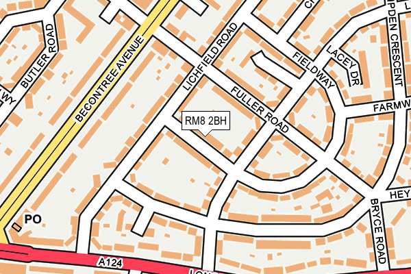 RM8 2BH map - OS OpenMap – Local (Ordnance Survey)