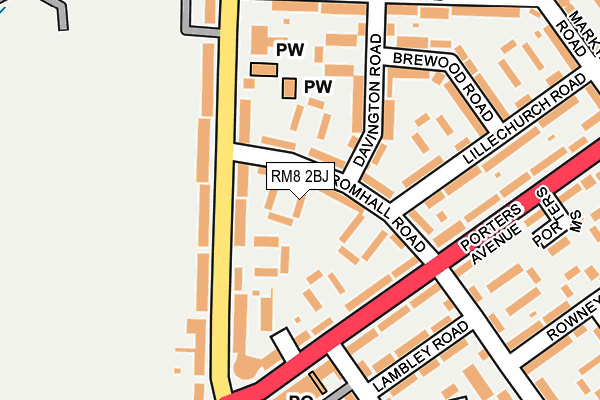 RM8 2BJ map - OS OpenMap – Local (Ordnance Survey)