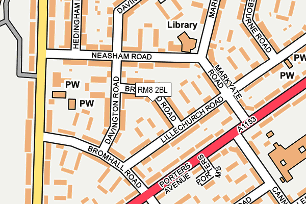 RM8 2BL map - OS OpenMap – Local (Ordnance Survey)