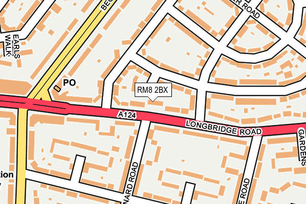 RM8 2BX map - OS OpenMap – Local (Ordnance Survey)
