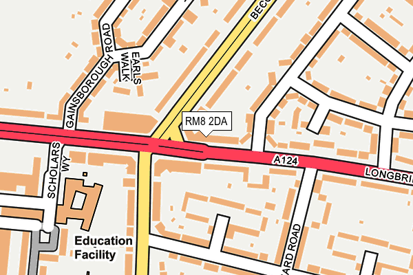 RM8 2DA map - OS OpenMap – Local (Ordnance Survey)