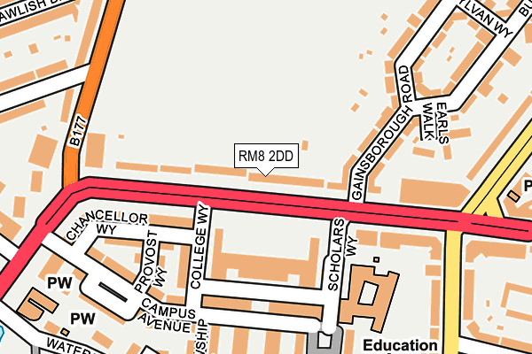 RM8 2DD map - OS OpenMap – Local (Ordnance Survey)