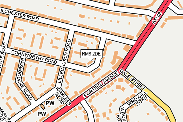 RM8 2DE map - OS OpenMap – Local (Ordnance Survey)