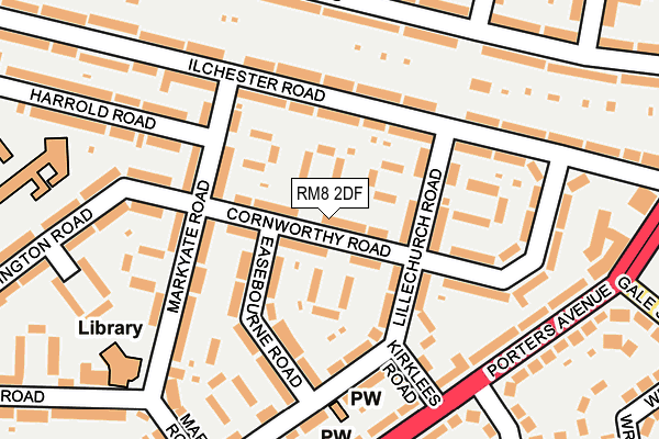 RM8 2DF map - OS OpenMap – Local (Ordnance Survey)