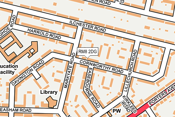 RM8 2DG map - OS OpenMap – Local (Ordnance Survey)