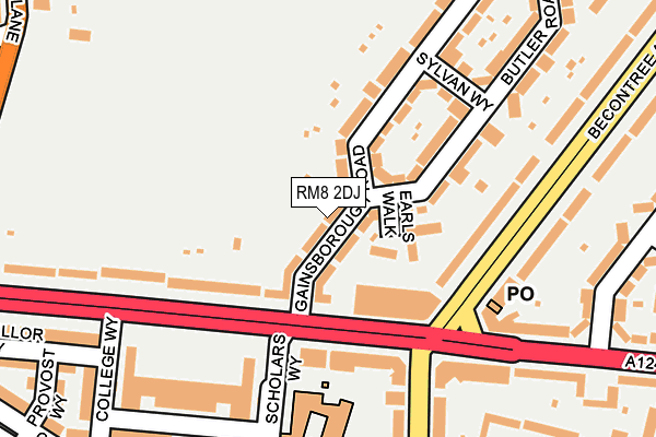 RM8 2DJ map - OS OpenMap – Local (Ordnance Survey)