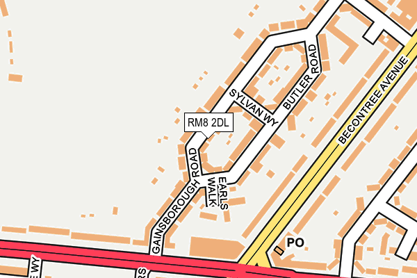 RM8 2DL map - OS OpenMap – Local (Ordnance Survey)