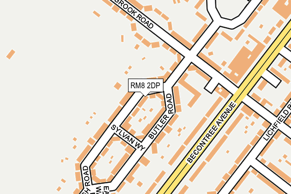 RM8 2DP map - OS OpenMap – Local (Ordnance Survey)