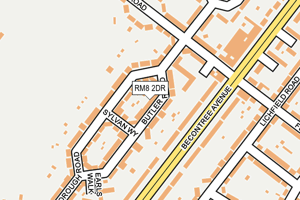 RM8 2DR map - OS OpenMap – Local (Ordnance Survey)