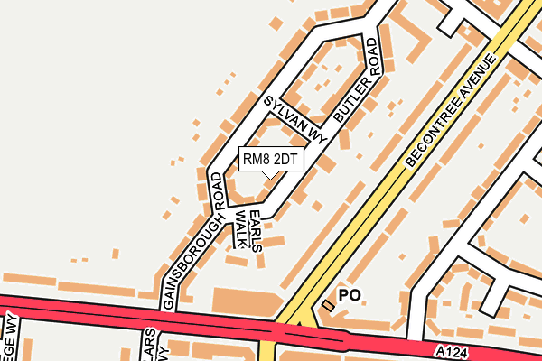 RM8 2DT map - OS OpenMap – Local (Ordnance Survey)