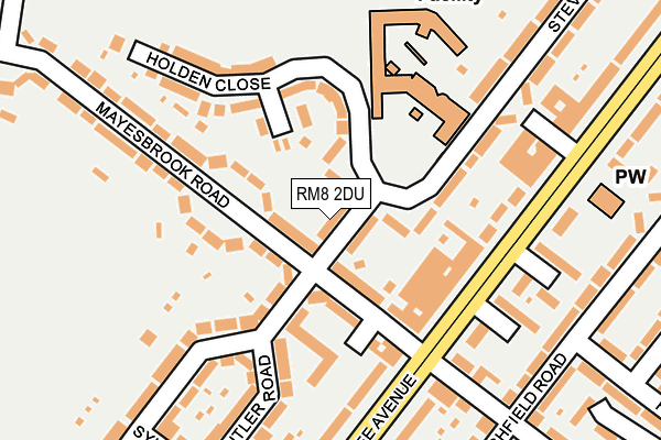 RM8 2DU map - OS OpenMap – Local (Ordnance Survey)