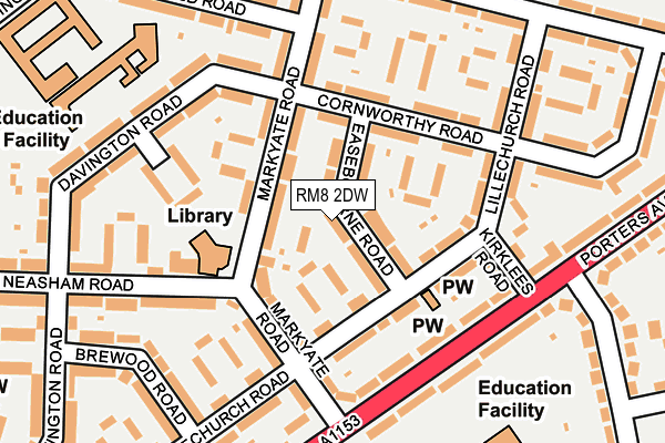 RM8 2DW map - OS OpenMap – Local (Ordnance Survey)