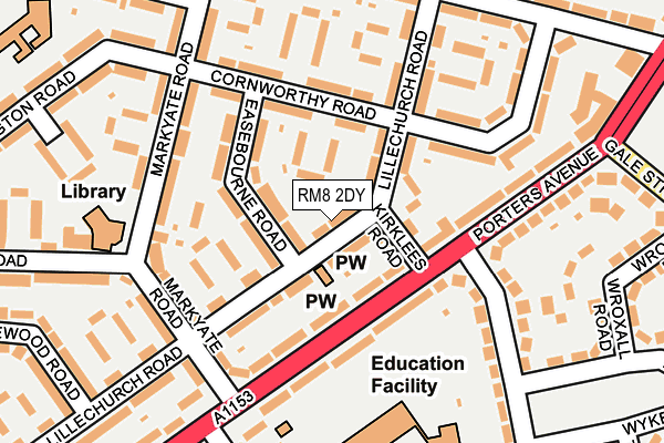 RM8 2DY map - OS OpenMap – Local (Ordnance Survey)