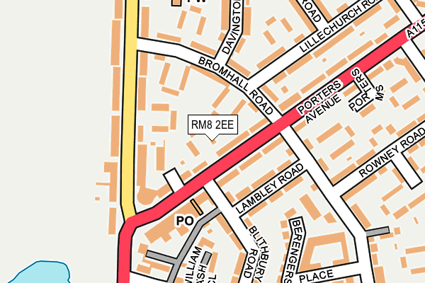 RM8 2EE map - OS OpenMap – Local (Ordnance Survey)