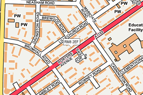 RM8 2EF map - OS OpenMap – Local (Ordnance Survey)