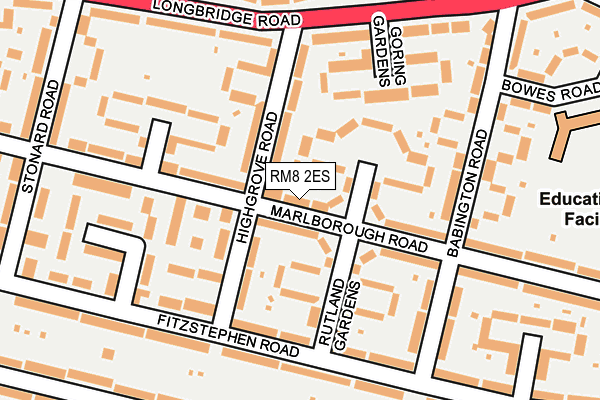 RM8 2ES map - OS OpenMap – Local (Ordnance Survey)