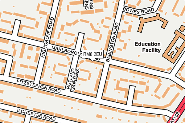 RM8 2EU map - OS OpenMap – Local (Ordnance Survey)