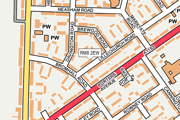 RM8 2EW map - OS OpenMap – Local (Ordnance Survey)