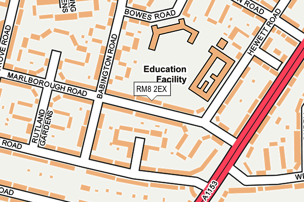 RM8 2EX map - OS OpenMap – Local (Ordnance Survey)