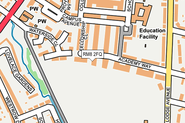 RM8 2FQ map - OS OpenMap – Local (Ordnance Survey)
