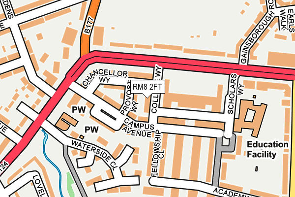 RM8 2FT map - OS OpenMap – Local (Ordnance Survey)