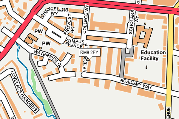 RM8 2FY map - OS OpenMap – Local (Ordnance Survey)