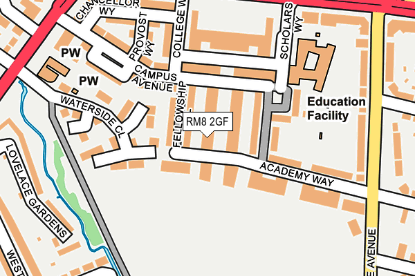 RM8 2GF map - OS OpenMap – Local (Ordnance Survey)
