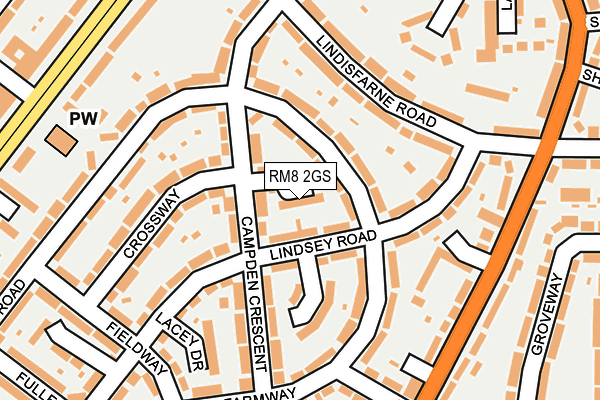 RM8 2GS map - OS OpenMap – Local (Ordnance Survey)