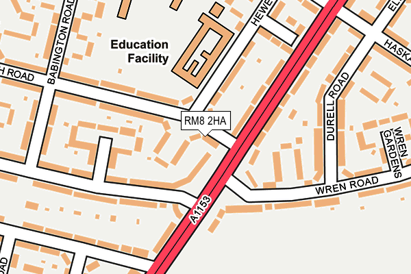 RM8 2HA map - OS OpenMap – Local (Ordnance Survey)