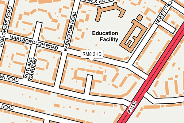 RM8 2HD map - OS OpenMap – Local (Ordnance Survey)