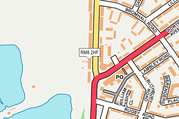 RM8 2HF map - OS OpenMap – Local (Ordnance Survey)