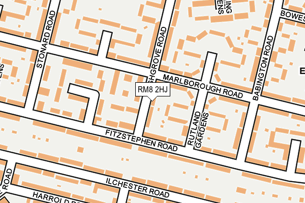 RM8 2HJ map - OS OpenMap – Local (Ordnance Survey)