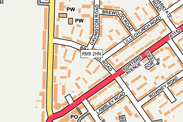 RM8 2HN map - OS OpenMap – Local (Ordnance Survey)