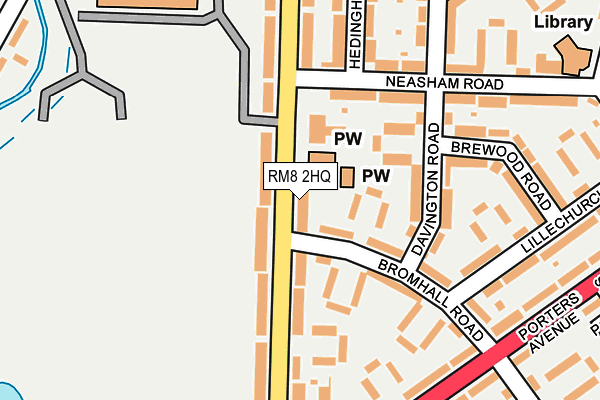 RM8 2HQ map - OS OpenMap – Local (Ordnance Survey)