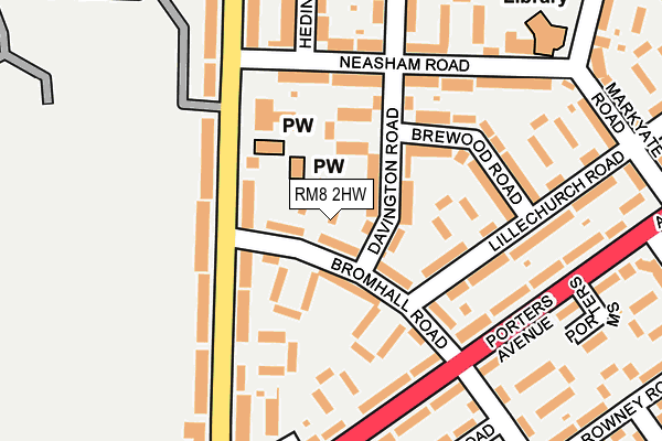 RM8 2HW map - OS OpenMap – Local (Ordnance Survey)