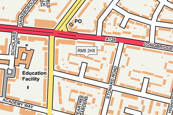 RM8 2HX map - OS OpenMap – Local (Ordnance Survey)