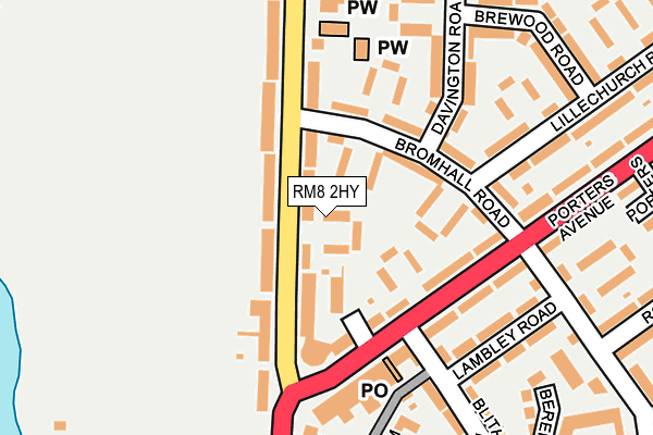 RM8 2HY map - OS OpenMap – Local (Ordnance Survey)
