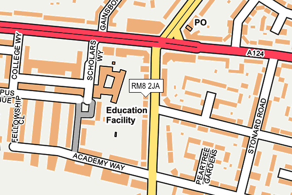 RM8 2JA map - OS OpenMap – Local (Ordnance Survey)