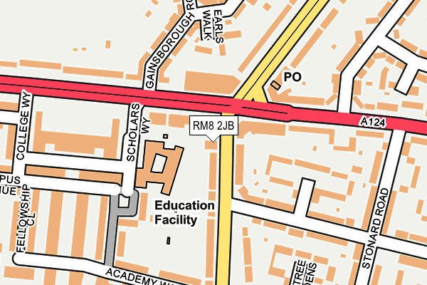 RM8 2JB map - OS OpenMap – Local (Ordnance Survey)