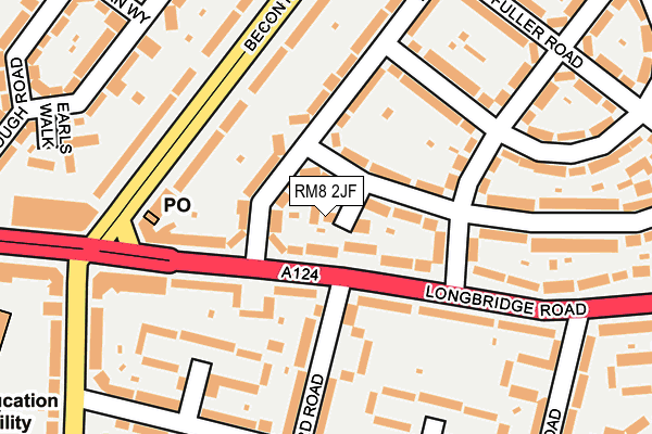 RM8 2JF map - OS OpenMap – Local (Ordnance Survey)