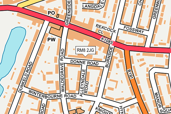 RM8 2JG map - OS OpenMap – Local (Ordnance Survey)