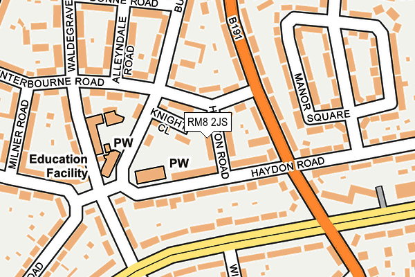 RM8 2JS map - OS OpenMap – Local (Ordnance Survey)